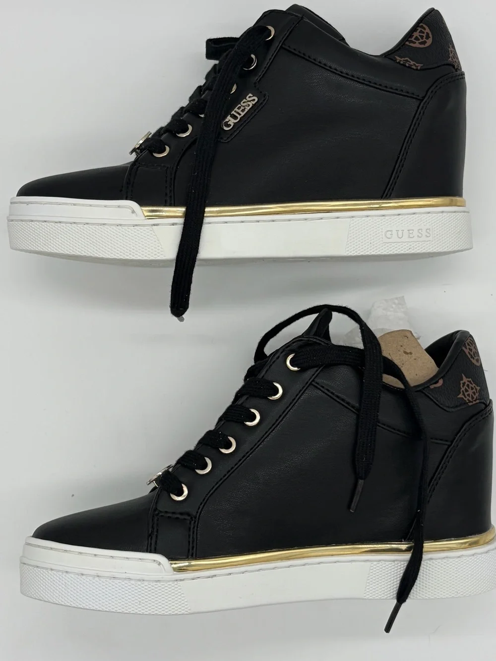 Guess Black Low-Top Platform Sneakers with White Soles